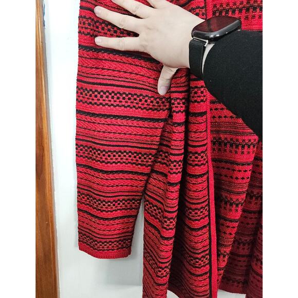 VTG 90s Dylani Knitwear Red Stripped Open Front Cardigan Size Small - Picture 9 of 10